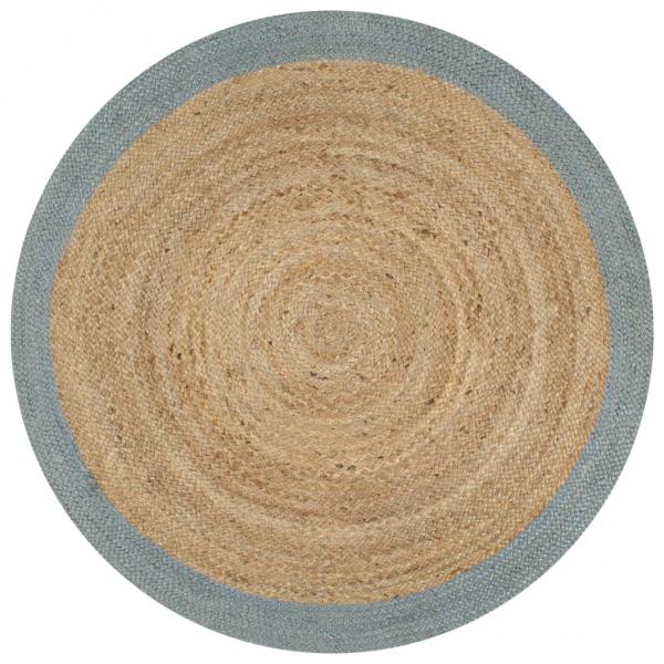 ARDEBO.de - Teppich Handgefertigt Jute mit Olivgrünem Rand 150 cm