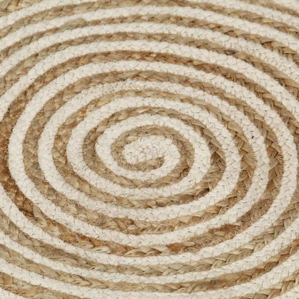 Teppich Handgefertigt Jute mit Spiralen-Design Weiß 90 cm