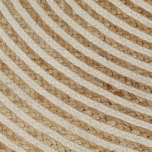 Teppich Handgefertigt Jute mit Spiralen-Design Weiß 90 cm