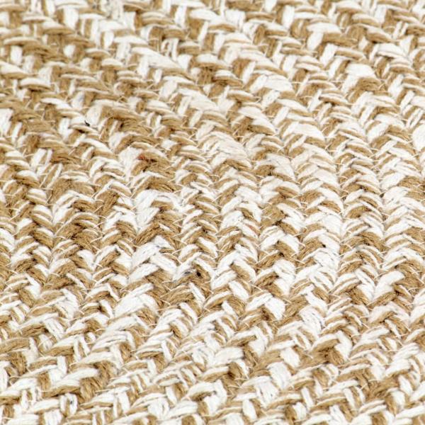 Teppich Handgefertigt Jute Weiß und Natur 90 cm