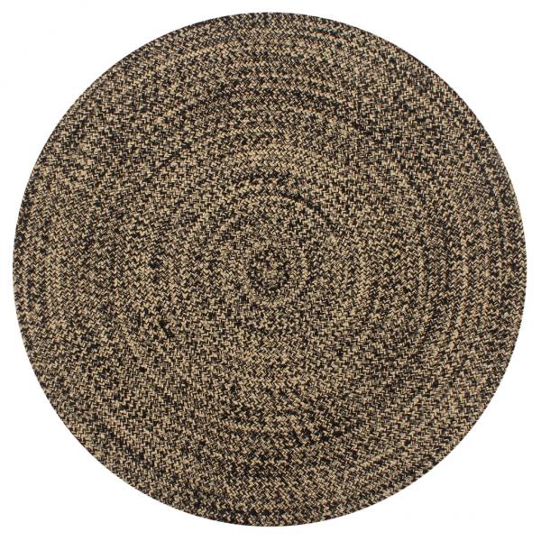 ARDEBO.de -  Teppich Handgefertigt Jute Schwarz und Natur 90 cm