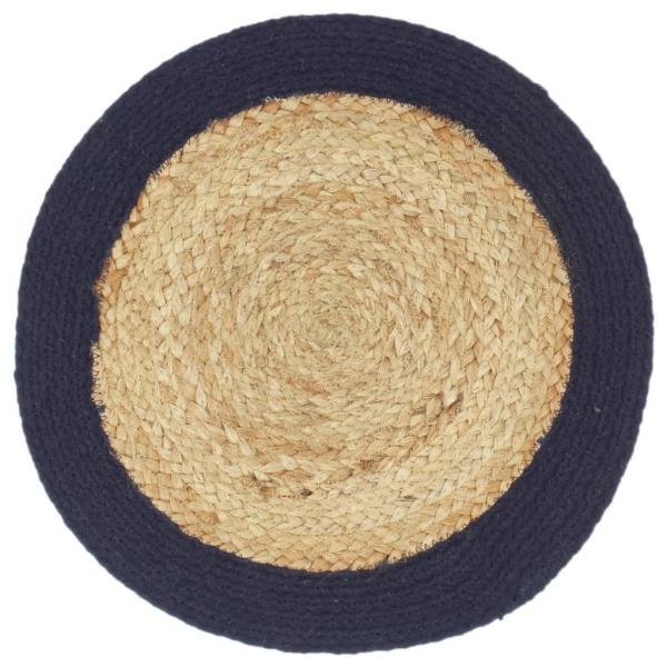 Tischsets 6 Stk. Natur und Marineblau 38 cm Jute und Baumwolle 