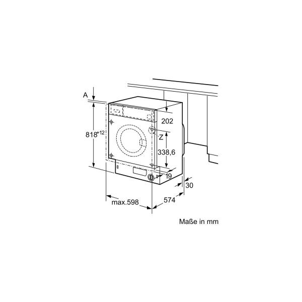 Bosch WIW28443 8kg Einbau Waschmaschine, 60cm breit, 1400 U/min, LED-Display, Unwuchtkontrolle, Mengenerkennung, AquaStop, weiß