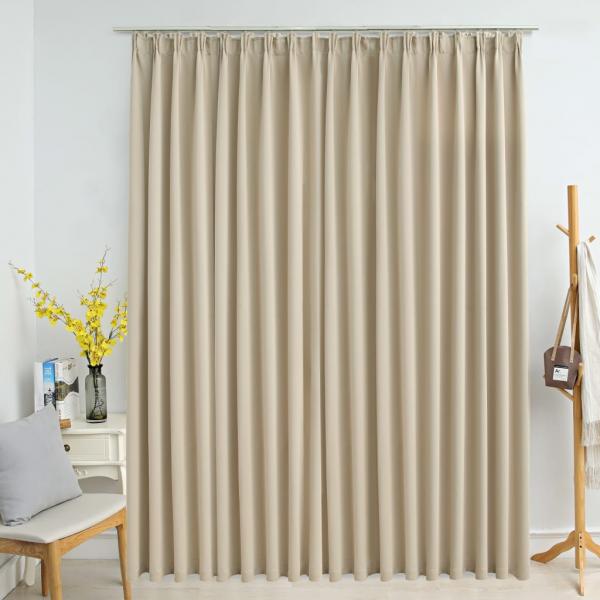 ARDEBO.de - Verdunkelungsvorhang mit Haken Beige 290 x 245 cm