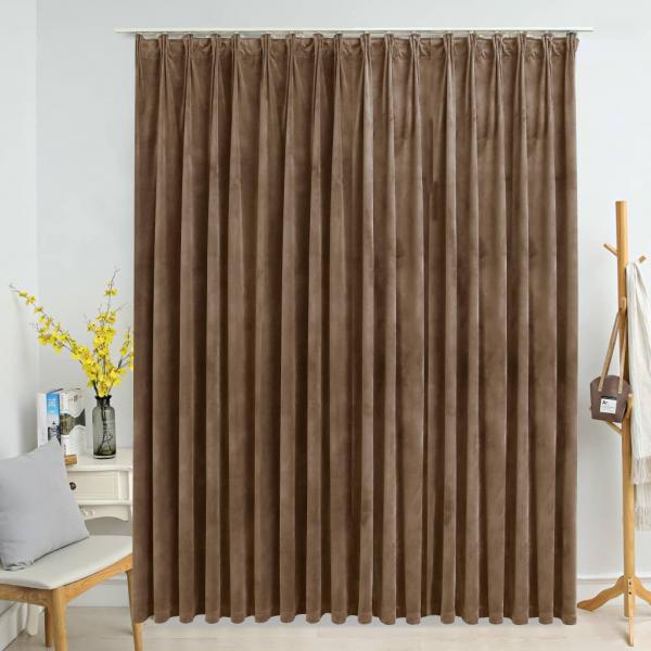 ARDEBO.de - Verdunkelungsvorhang mit Haken Samt Beige 290 x 245 cm