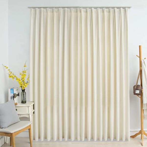 ARDEBO.de - Verdunkelungsvorhang mit Haken Samt Creme 290 x 245 cm