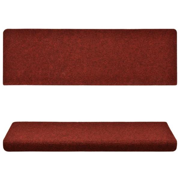 Treppenmatten 15 Stk. Nadelvlies 65x21x4 cm Rot