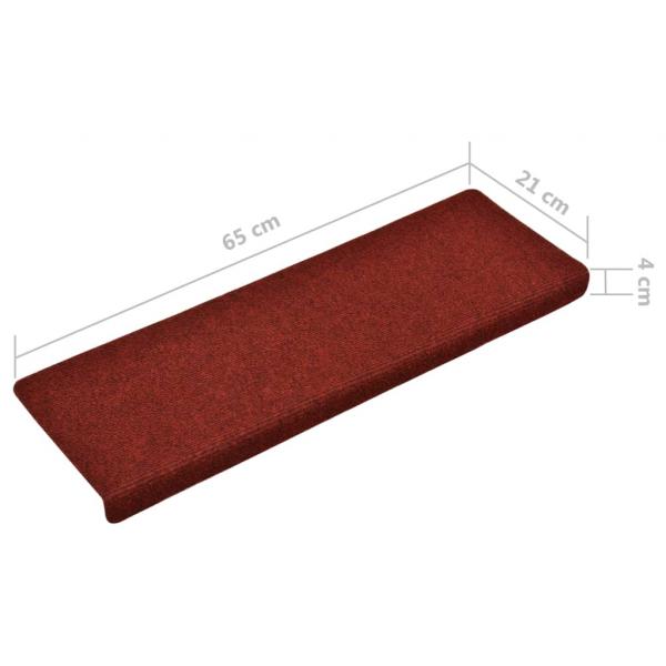 Treppenmatten 15 Stk. Nadelvlies 65x21x4 cm Rot