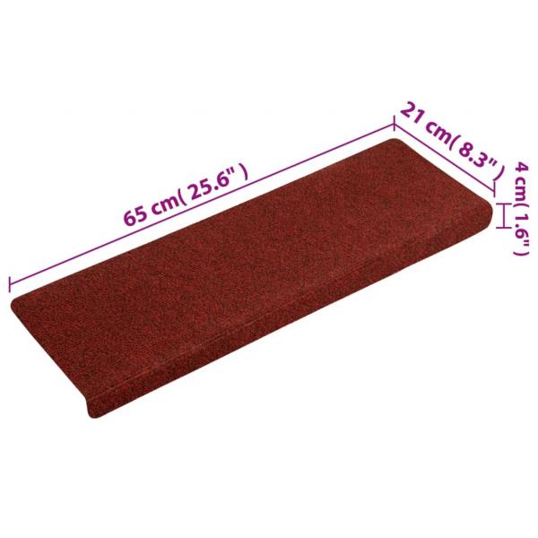 Treppenmatten 15 Stk. Nadelvlies 65x21x4 cm Rot