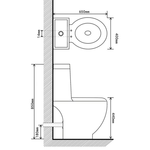 Keramik-Toilette Abgang Horizontal Schwarz