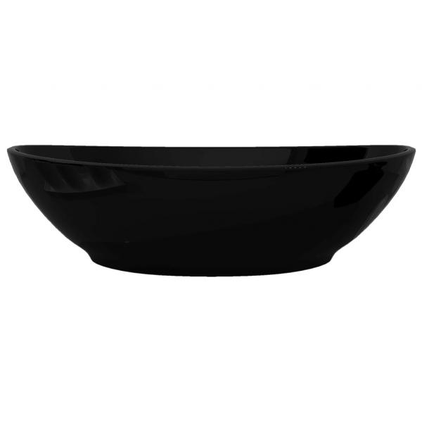 Keramik Waschtisch Waschbecken Oval schwarz 40 x 33 cm