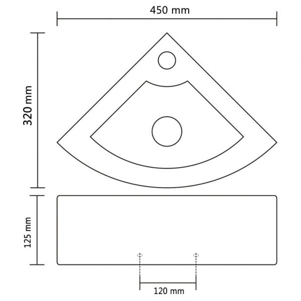 Waschbecken mit Überlauf 45 x 32 x 12,5 cm Weiß