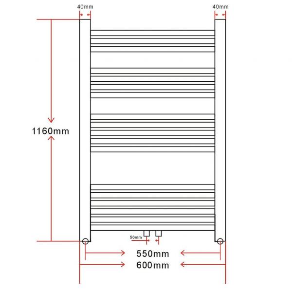 Handtuchheizkörper Warmwasser Gerade 600x1160 mm