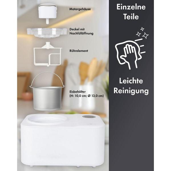 Clatronic ICM 3784 Eiscreme-Maker, 1200 ml, 3 Programme, vollautomatischer Kühlung, weiß (263982)