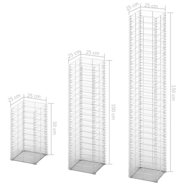 Gabionen-Set 3-tlg. Verzinkter Draht 