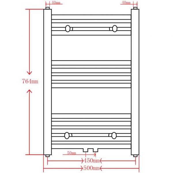 Handtuchheizkörper Warmwasser Gerade Grau 500x764 mm