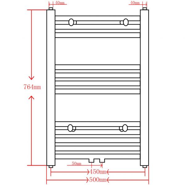 Handtuchheizkörper Warmwasser Gerade Schwarz 500x764 mm