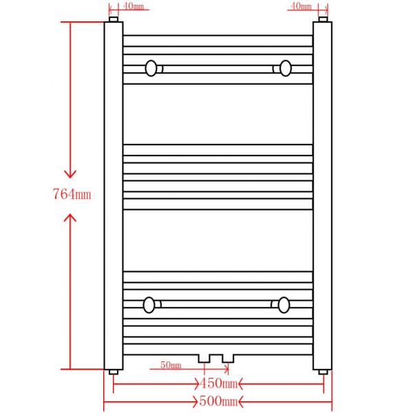 Handtuchheizkörper Warmwasser Gebogen Schwarz 500x764 mm