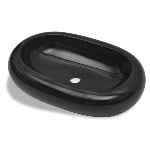 Keramik Waschbecken schwarz oval