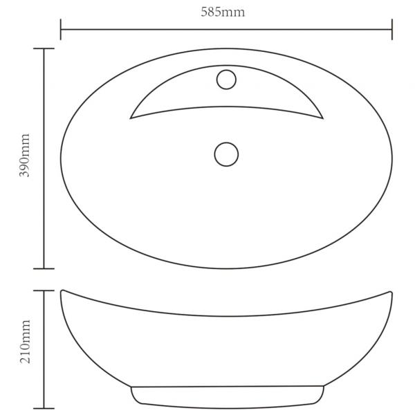 Keramik Waschbecken Hahnloch/Überlaufloch schwarz oval