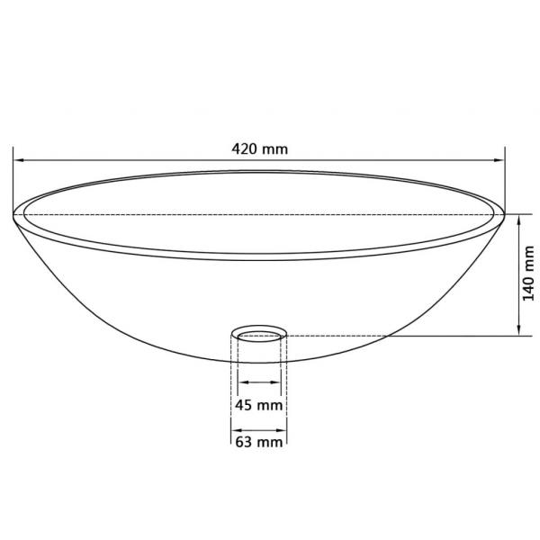 Waschbecken gehärtetes Glas 42 cm transparent