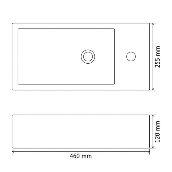 Waschbecken Rechteckig mit Hahnloch Keramik Weiß 46x25,5x12 cm