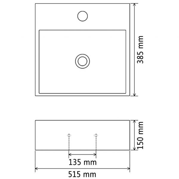 Waschbecken mit Hahnloch Keramik Weiß 51,5x38,5x15 cm