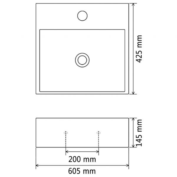 Waschbecken mit Hahnloch Keramik Weiß 60,5x42,5x14,5 cm