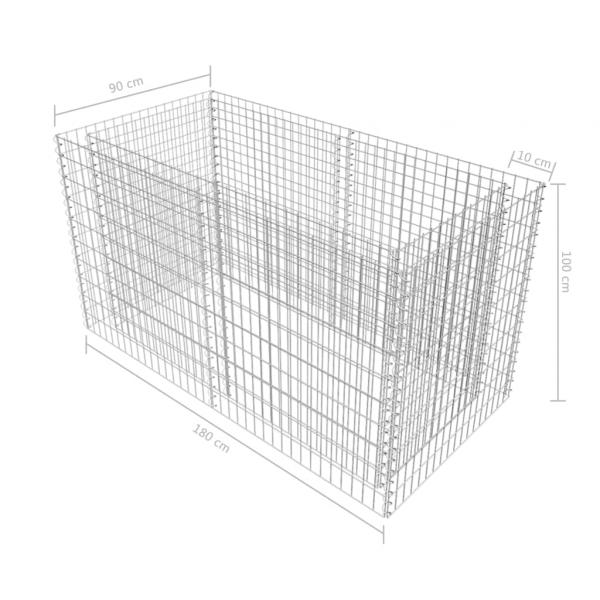 Gabionen-Hochbeet Stahl 180×90×100 cm Silbern