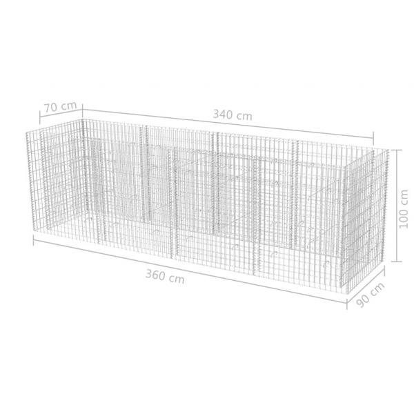 Gabionen-Hochbeet Stahl 360×90×100 cm