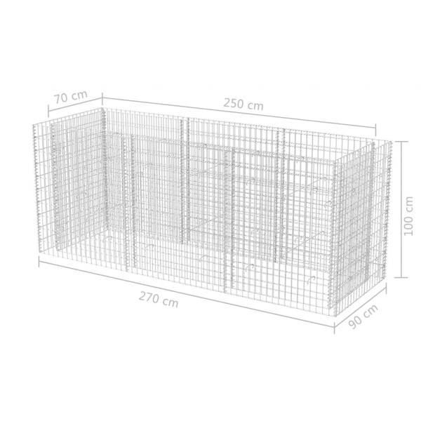 Gabionen-Hochbeet Stahl 270×90×100 cm