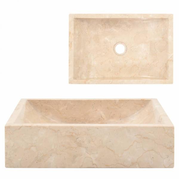 ARDEBO.de - Waschbecken 45x30x12 cm Marmor Hochglanz-Creme