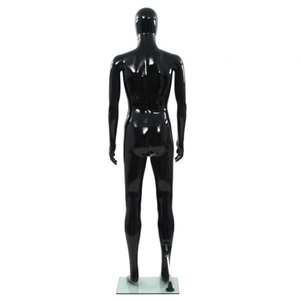 Männliche Schaufensterpuppe mit Glassockel Schwarz 185 cm 