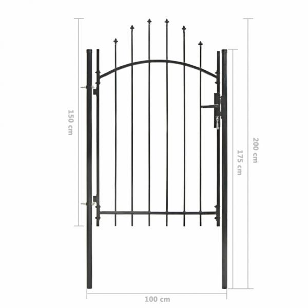 Gartentor Stahl 1 x 2 m Schwarz