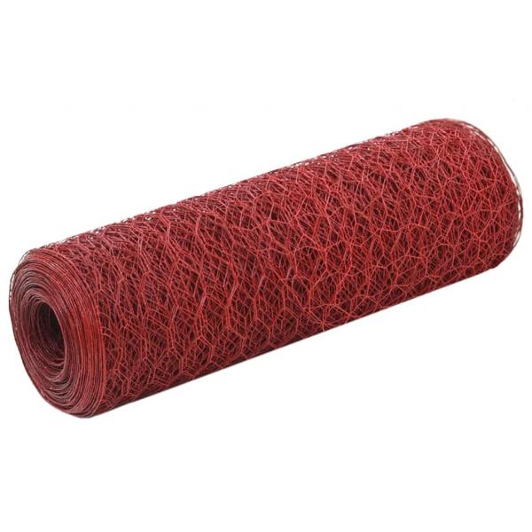 ARDEBO.de - Drahtzaun Stahl mit PVC-Beschichtung 25x0,5 m Rot