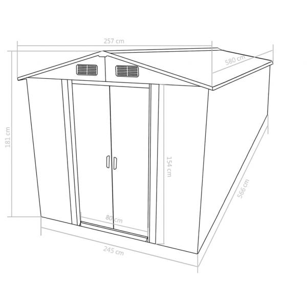 Gerätehaus 257x580x181 cm Metall Braun