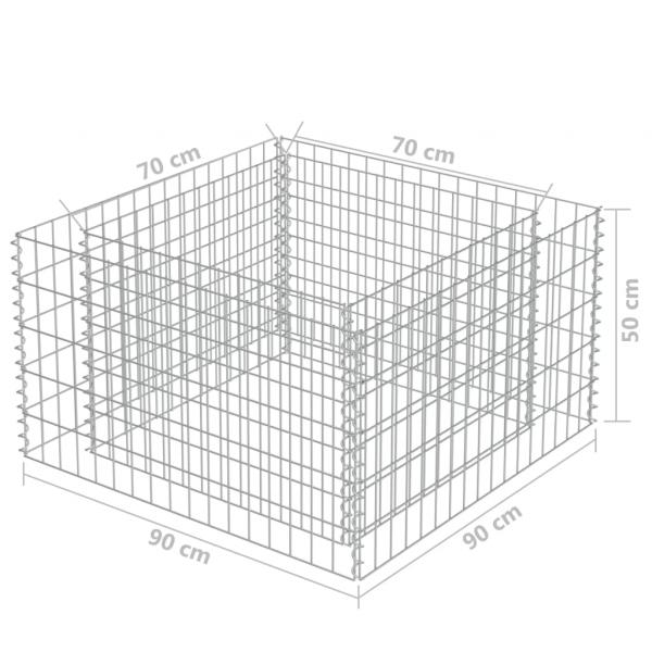 Gabionen-Hochbeet Verzinkter Stahl 90×90×50 cm