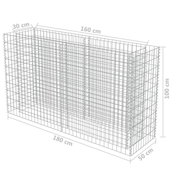  Gabionen-Hochbeet Verzinkter Stahl 180×50×100 cm