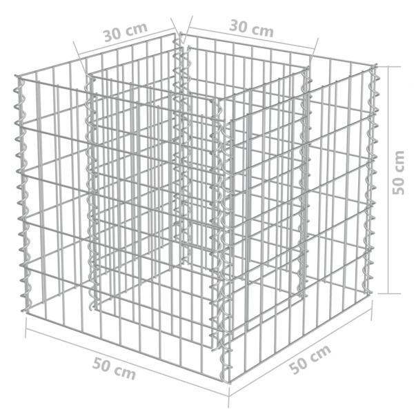  Gabionen-Hochbeet Verzinkter Stahl 50×50×50 cm