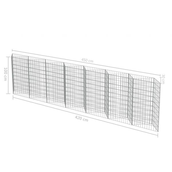 Gabionenwand Verzinkter Stahl 450×30×100 cm