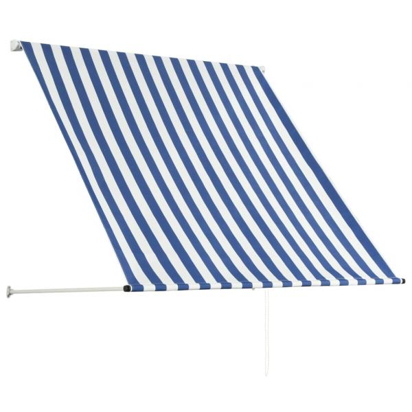 Einziehbare Markise 150×150 cm Blau und Weiß