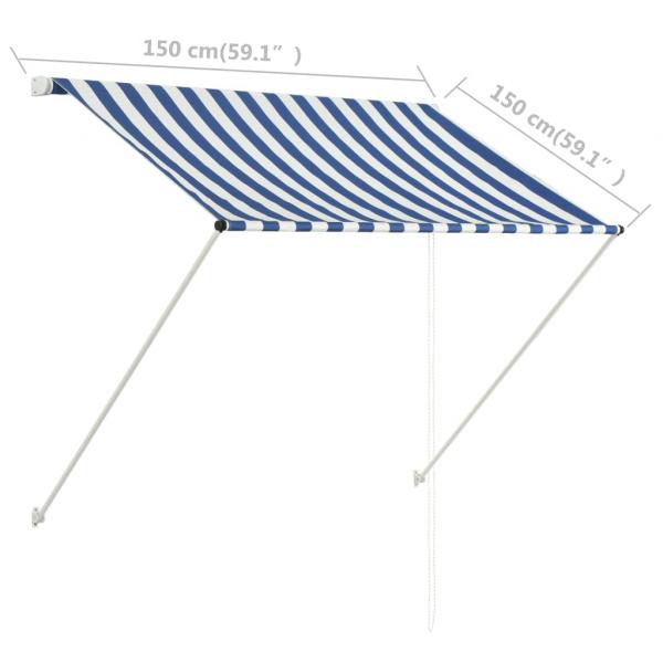 Einziehbare Markise 150×150 cm Blau und Weiß