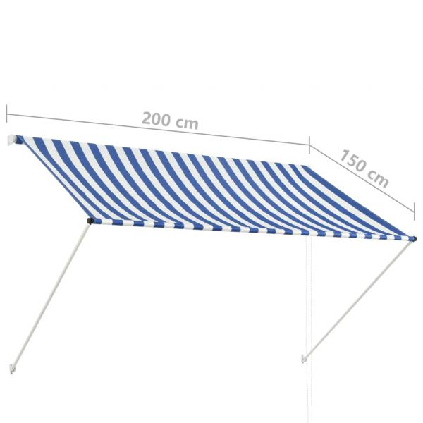 Einziehbare Markise 200×150 cm Blau und Weiß