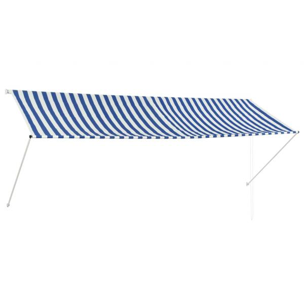 ARDEBO.de - Einziehbare Markise 350 x 150 cm Blau und Weiß