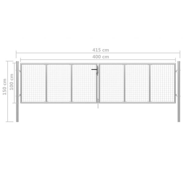 Gartentor Verzinkter Stahl 415 x 150 cm Silbern