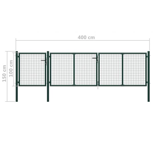 Gartentor Stahl 400 x 100 cm Grün 