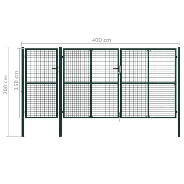 Gartentor Stahl 400 x 150 cm Grün