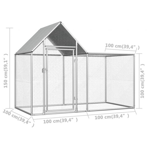 Hühnerstall 2x1x1,5 m Verzinkter Stahl