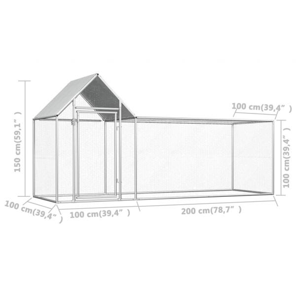 Hühnerstall 3x1x1,5 m Verzinkter Stahl