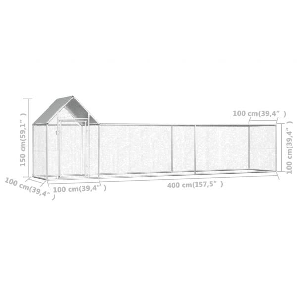 Hühnerstall 5x1x1,5 m Verzinkter Stahl